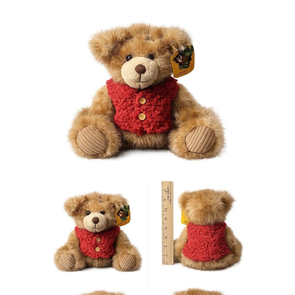 Animal Adventure Inc Teddy Bear Red Sweater Plush 13” 2000 Brown Stuffed Toy